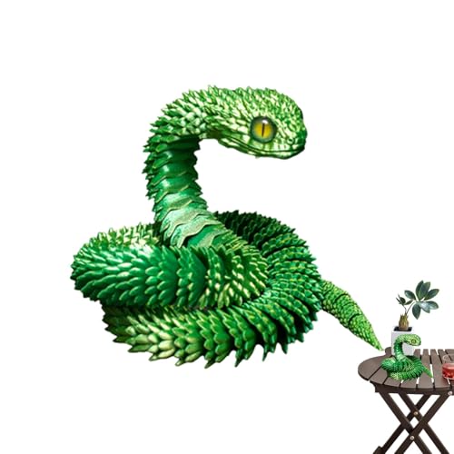 Rrlihjgu 3D-gedruckte Tiere,3D-gedruckte Schlange | Desktop-Sammlerstücke für Haustier-Gelenkschlangen | Kreatives 3D-Tier-Schlangenmodell-Desktop-Ornament für Mädchen, Kinder, Erwachsene von Rrlihjgu