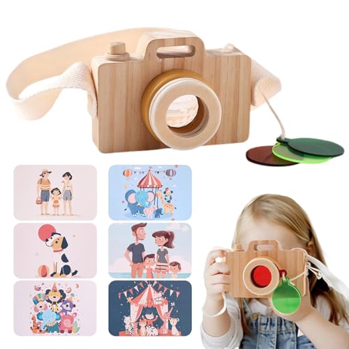 Rrlihjgu Ästhetische Retro-Foto-Requisiten, Pretend-Videokamera-Spielzeug | Pretend Play Lernspielzeug mit Kamera aus Holz - Pretend Camera Toy Photographed Props Wrist Strap Included for Children von Rrlihjgu