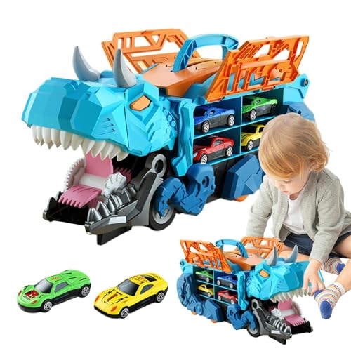 Rrlihjgu Dinosaurier-Autotransport, Dinosaurier-LKW-Transporter,Spielzeug für Kleinkinder - LKW-Autospielzeug, tragbares LKW-Autospielzeug, Spielzeug für Trägerfahrzeuge, doppelseitiges von Rrlihjgu