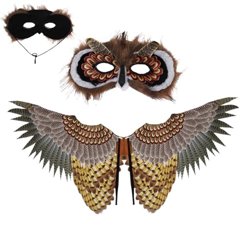 Rrlihjgu Eulenflügel-Kostüm-Set, Eulenkostüm für Teenager, Halloween, Karneval, lustige Flügelmaske für Karneval, Party, Theater, Schule Rrlihjgu Eulenflügel-Kostüm-Set, Eulenkostüm für Teenager, Halloween, Karneval, lustige Flügelmaske für Karneval, Party, Theater, Schule von Rrlihjgu