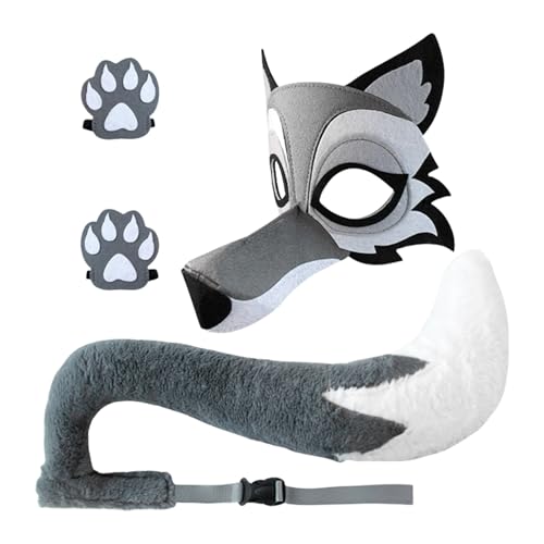 Rrlihjgu Graues Wolfskostüm | lustiges Set für Kostüme – Zubehör für Fotoshootings und graues Wolf-Kostüm für Kinder auf Winterpartys und Bühnenauftritten Rrlihjgu Graues Wolfskostüm | lustiges Set für Kostüme – Zubehör für Fotoshootings und graues Wolf-Kostüm für Kinder auf Winterpartys und Bühnenauftritten von Rrlihjgu