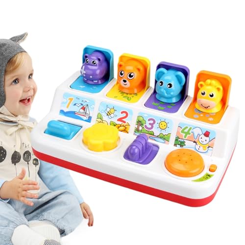 Rrlihjgu Knopfspielzeug für Kinder,Knopfdruckspielzeug für Kinder, Button Box Schatzkiste, Tierfarbsortierspielzeug, Kleinkindspielzeug, 4 Cartoon-Tiere für Kinder, Kleinkind von Rrlihjgu