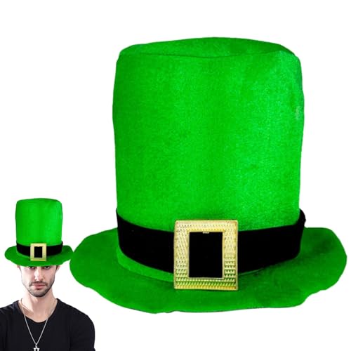 Rrlihjgu Kobold-Hut, grüner Kobold-Zylinder - St. Patricks Day Koboldhut mit goldener Schnalle - St. Patricks Day Kostümzubehör Kobold Zylinder für St. Patrick, Weihnachten von Rrlihjgu