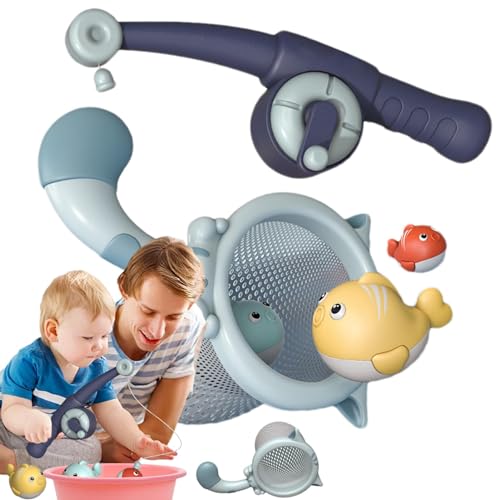 Rrlihjgu Magnetische Angelrute und Fisch für Kinder, magnetisches Angelspiel - Angelruten-Rutennetz Rollenspiel - Interaktives Angelspielset, Angelbeckenspielzeug, Badewannenspielzeug für den Sommer von Rrlihjgu