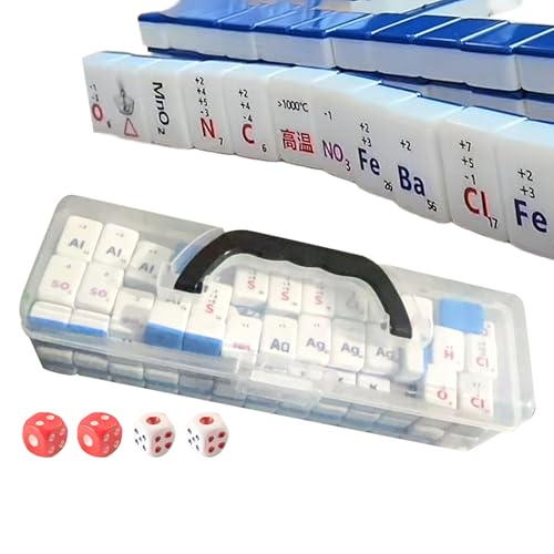 Rrlihjgu Mahjong-Spiel, Spielbrett mit Karten-Halter, pädagogisches Spielzeug mit Symbolen chemischer Elemente für Familien und Freunde Rrlihjgu Mahjong-Spiel, Spielbrett mit Karten-Halter, pädagogisches Spielzeug mit Symbolen chemischer Elemente für Familien und Freunde von Rrlihjgu