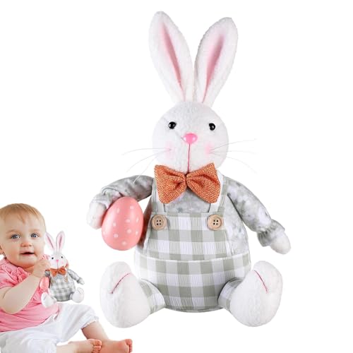 Rrlihjgu Osterhase gefülltes Tier, gefüllter Osterhase | Nettes Kaninchenplüschspielzeug hält Ei/- 12in sitzende Kaninchenpuppe, kuscheliges Kissen für Kinder, Wohnkultur für Schlafzimmer Wohnzimmer von Rrlihjgu