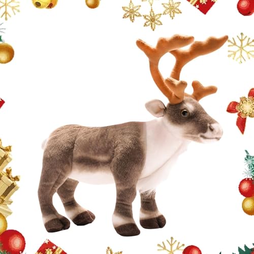 Rrlihjgu Rentier-Plüschtier Hirsch Stofftier,Hirsch Plüsch Dekokissen Weiches Rentierspielzeug Elchpuppe, 13,7 Zoll Weihnachts-Plüsch-Rentier-Ornament,Zum Kuscheln, Spielen & Schlafen von Rrlihjgu