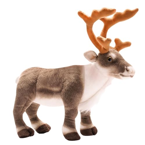 Rrlihjgu Rentier-Plüschtier Hirsch Stofftier,Hirsch Plüsch Dekokissen Weiches Rentierspielzeug Elchpuppe, 13,7 Zoll Weihnachts-Plüsch-Rentier-Ornament,Zum Kuscheln, Spielen & Schlafen von Rrlihjgu