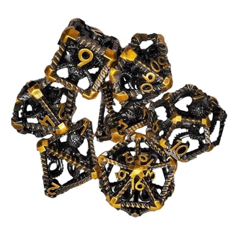 Rrlihjgu Rollenspiel Dragon Dice, Metal Hollow Dice Set - Steampunk Polyedral Dice Games Set - Einzigartige Familienbrettspiele Rollenspiel Accessoires für Kinder, Erwachsene, Männer, Frauen von Rrlihjgu