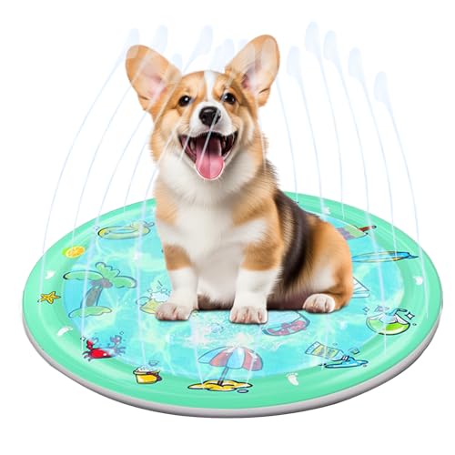Rrlihjgu Sprinklermatte für Hunde – Wasserbrunnen, rutschfest, für Tiere, verstärkter Sprinklerteppich für Haustiere und Verwendung im Innen- und Außenbereich, Garten, Pool, Rrlihjgu Sprinklermatte für Hunde – Wasserbrunnen, rutschfest, für Tiere, verstärkter Sprinklerteppich für Haustiere und Verwendung im Innen- und Außenbereich, Garten, Pool, von Rrlihjgu