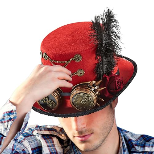 Rrlihjgu Steampunk Zylinderhut - Zylinder Kostüm Mit Goggles Design - Filzkopfbedeckung Verstellbares Kostüm Outfit für Damen Herren Erwachsene Jugendliche Rrlihjgu Steampunk Zylinderhut - Zylinder Kostüm Mit Goggles Design - Filzkopfbedeckung Verstellbares Kostüm Outfit für Damen Herren Erwachsene Jugendliche von Rrlihjgu