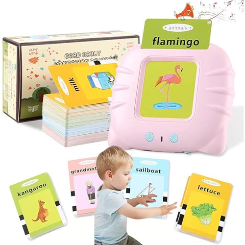 Rrlihjgu Taschenrede für 2-Jährige, sprechende Lernkarten für Kleinkinder - Smart Talking Flash Cards Pure English Kleinkindspielzeug,Einstellbares Karten-Frühpädagogikgerät, Lernspielzeug für die von Rrlihjgu