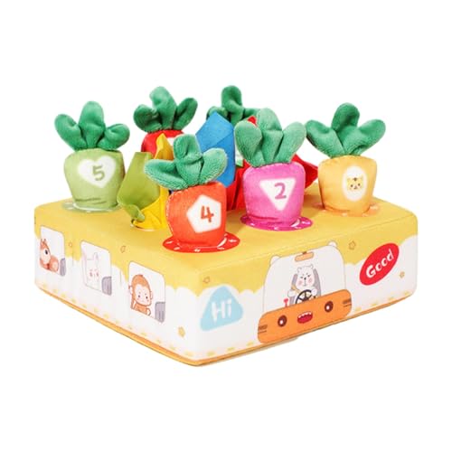 Rrlihjgu Taschentuchbox, sensorisches Spielzeug, Taschentuchspielzeug für Kinder, Pull Carrot Tissue Box Flanell Sensorisches Spielzeug, Motorik-Lernspielzeug, weiches Lernspielzeug mit Knisterpapier von Rrlihjgu