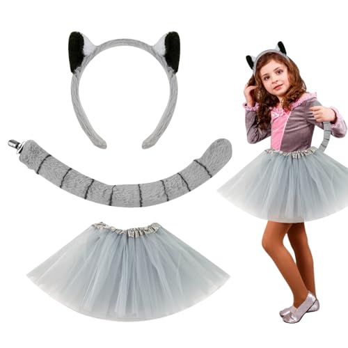 Rrlihjgu Tierhaarreifen, Lemur Stirnband mit Ohren und Schwanz, Kostümzubehör für Kinder, Mädchen, Partys, Halloween, Karneval und Veranstaltungen Rrlihjgu Tierhaarreifen, Lemur Stirnband mit Ohren und Schwanz, Kostümzubehör für Kinder, Mädchen, Partys, Halloween, Karneval und Veranstaltungen von Rrlihjgu