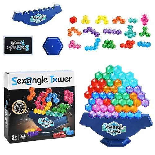 Rrlihjgu Tower Balance Game, Balance Stacking Game | Sechseckige Ausgleichsbrettblöcke Set,STEM -Spielzeug für Kinder und Erwachsene, Lernaktivitäten für Familienspiele Lernen von Rrlihjgu