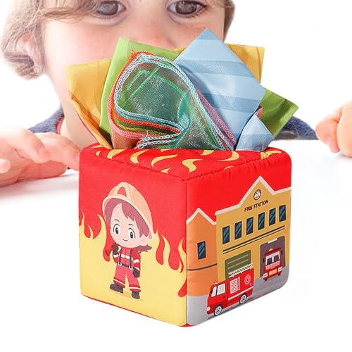 Rrlihjgu Weiches, knisterndes Sinnesspielzeug, Stoffspielzeug für Kleinkinder - Taschentuchbox für Kleinkinderspielzeug - Lernspielzeug Feinmotorikspielzeug, interaktives Spiel zum Ziehen von Gewebe, von Rrlihjgu