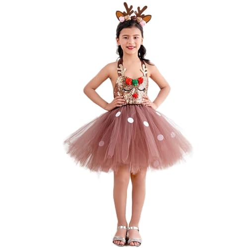 Rrlihjgu Weihnachtliches Rentier-Kostüm für Mädchen, Ballettanzug mit Haarreifen aus Rentiergeweih, schönes Rentier-Kostüm für Mädchen, Zubehör für Kostümpartys Rrlihjgu Weihnachtliches Rentier-Kostüm für Mädchen, Ballettanzug mit Haarreifen aus Rentiergeweih, schönes Rentier-Kostüm für Mädchen, Zubehör für Kostümpartys von Rrlihjgu