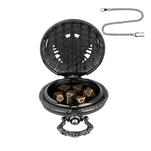 Rrlihjgu Würfel-Set mit Taschenuhrbox, Würfel-Set aus Metall – 7 Würfel im Gehäuse einer Taschenuhr, Rollenspiele, Spielzeug für Brettspiele für Familie und Freunde Rrlihjgu Würfel-Set mit Taschenuhrbox, Würfel-Set aus Metall – 7 Würfel im Gehäuse einer Taschenuhr, Rollenspiele, Spielzeug für Brettspiele für Familie und Freunde von Rrlihjgu