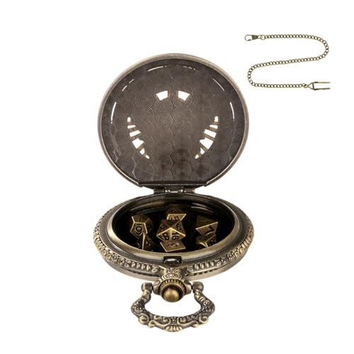 Rrlihjgu Würfel für Rollenspiele, Würfelspiel mit Taschenuhrgehäuse, 7 x Würfelspiel mit Retro-Taschenuhr-Box | Rollenspiele, Spielzeug für Brettspiele für Familie und Rrlihjgu Würfel für Rollenspiele, Würfelspiel mit Taschenuhrgehäuse, 7 x Würfelspiel mit Retro-Taschenuhr-Box | Rollenspiele, Spielzeug für Brettspiele für Familie und von Rrlihjgu