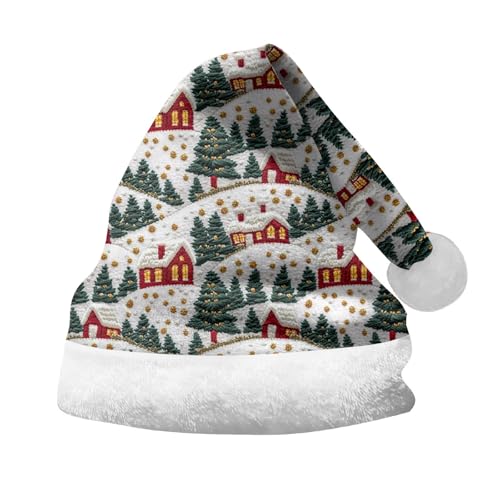 Rrongwn Baby Weihnachtsmütze Erwachsene Plüsch Weihnachtsmütze Nikolaus Warm Dicker Fellrand Weihnachtsmann Mützen Weihnachtsmuster Plüsche Hat Lustige Flash Winter Santa Cap von Rrongwn