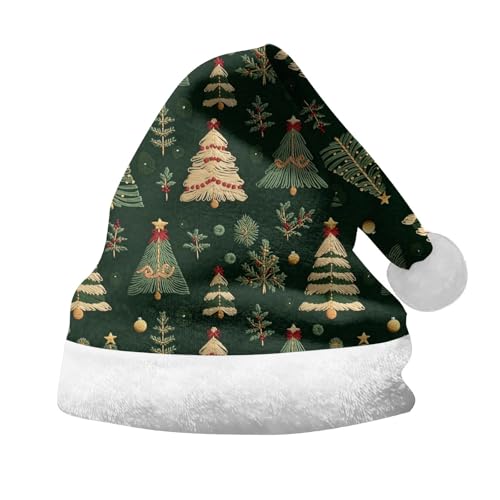 Rrongwn Baby Weihnachtsmütze Erwachsene Plüsch Weihnachtsmütze Nikolaus Warm Dicker Fellrand Weihnachtsmann Mützen Weihnachtsmuster Plüsche Hat Lustige Flash Winter Santa Cap von Rrongwn