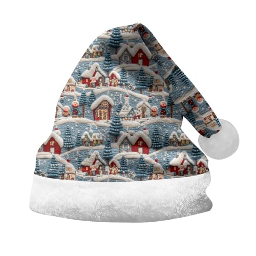 Rrongwn Baby Weihnachtsmütze Erwachsene Plüsch Weihnachtsmütze Nikolaus Warm Dicker Fellrand Weihnachtsmann Mützen Weihnachtsmuster Plüsche Hat Lustige Flash Winter Santa Cap von Rrongwn