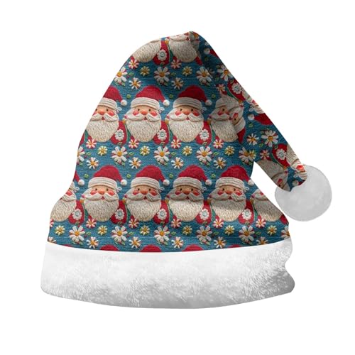 Rrongwn Baby Weihnachtsmütze Erwachsene Plüsch Weihnachtsmütze Nikolaus Warm Dicker Fellrand Weihnachtsmann Mützen Weihnachtsmuster Plüsche Hat Lustige Flash Winter Santa Cap von Rrongwn