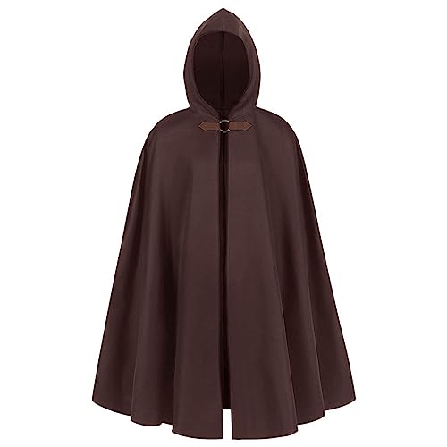 Rrongwn Halloween Umhang Mit Kapuze Teufel Kostüm Hexenkostüm Vampir Umhang Erwachsene Halloween Vintage Kostüme Unisex Cosplay Kostüm Mittelalter Gothic Umhang von Rrongwn