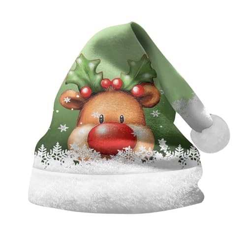 Rrongwn Mini Weihnachtsmützen Rentier Weihnachtsmütze Warm Dicker Fellrand Weihnachtsmann Mütze Dicker Fellrand Aus Plüsch Nikolaus Mütze Weihnachtsgeweih Plüschmütze Häkeln Partymütze von Rrongwn