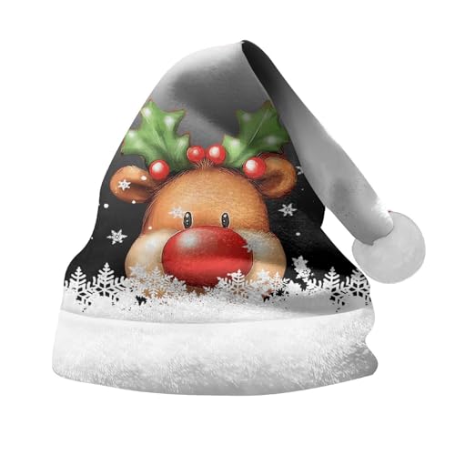 Rrongwn Mini Weihnachtsmützen Rentier Weihnachtsmütze Warm Dicker Fellrand Weihnachtsmann Mütze Dicker Fellrand Aus Plüsch Nikolaus Mütze Weihnachtsgeweih Plüschmütze Häkeln Partymütze von Rrongwn