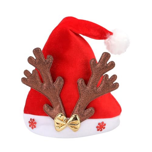 Rrongwn Weihnachtsmütze Unisex Nikolausmütze Weiche Und Bequeme Samt Weihnachtsmützen Weihnachtsfeier Rote Santa Mütze Plüsche Nikolausmütze Für Damen Und Herren Weihnachtsgeweih Plüschmütze von Rrongwn