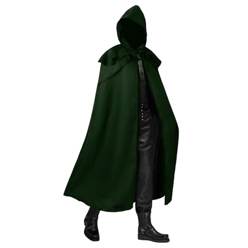 Rrongwnmittelalter Umhang Herren Renaissance Kapuzenumhang Viktorianisches Hoodies Robe Hobbit Faschingskostüm Halloween Cape Gewand Karneval Fasching Männer Erwachsene Cosplay Party Outfit von Rrongwn