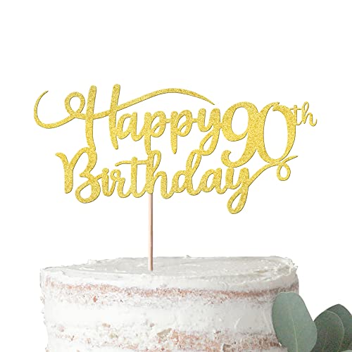 Rsstarxi 1 Pack Happy 90th Birthday Cake Topper Gold Glitter Number 90 Ninety Years Old Birthday Cake Pick Decoration For 90th Birthday Celebrating Anniversary Party Supplies von Rsstarxi