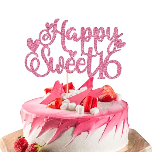 Rsstarxi 1 Packung Happy Sweet 16 Tortenaufsatz rosa Glitzer 16. Geburtstag Kuchendekoration Cheers to 16 Years Old Cake Pick für Sweet Sixteen Happy 16th Birthday Party Kuchen Dekorationen Rsstarxi 1 Packung Happy Sweet 16 Tortenaufsatz rosa Glitzer 16. Geburtstag Kuchendekoration Cheers to 16 Years Old Cake Pick für Sweet Sixteen Happy 16th Birthday Party Kuchen Dekorationen von Rsstarxi