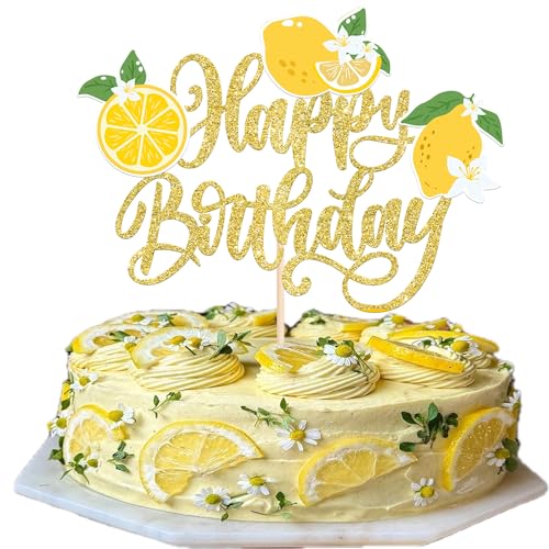Rsstarxi 1 Packung Zitronen-Kuchenaufsatz "Happy Birthday", glitzernde Obst-Themen, Kuchenspieße für Babypartys, Geburtstage und Sommerpartys, Kuchendekorationen Rsstarxi 1 Packung Zitronen-Kuchenaufsatz "Happy Birthday", glitzernde Obst-Themen, Kuchenspieße für Babypartys, Geburtstage und Sommerpartys, Kuchendekorationen von Rsstarxi