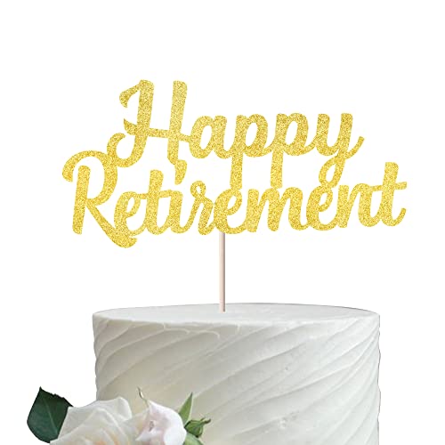 Rsstarxi Happy Retirement Cake Topper Glitter Retired Cake Pick Dekoration für Ruhestand Thema Party Kuchen Dekorationen Supplies Gold von Rsstarxi