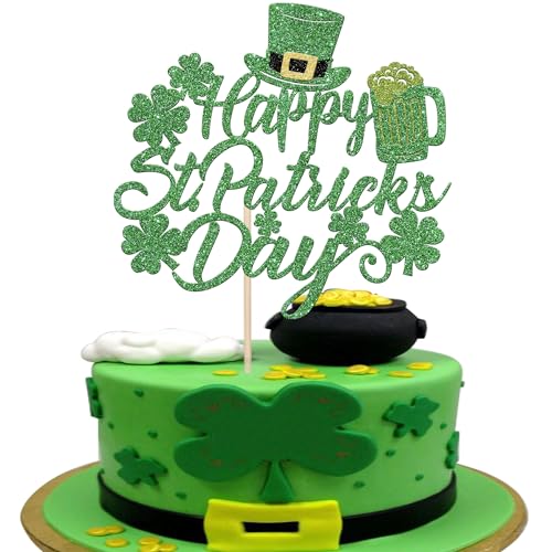 Rsstarxi Tortenaufsatz "Happy St. Patrick's Day", glitzernd, grün, vierblättrig, Happy Birthday, Kuchendekoration für Happy St. Patrick's Day, Party-Kuchendekorationen, 1 Stück Rsstarxi Tortenaufsatz "Happy St. Patrick's Day", glitzernd, grün, vierblättrig, Happy Birthday, Kuchendekoration für Happy St. Patrick's Day, Party-Kuchendekorationen, 1 Stück von Rsstarxi