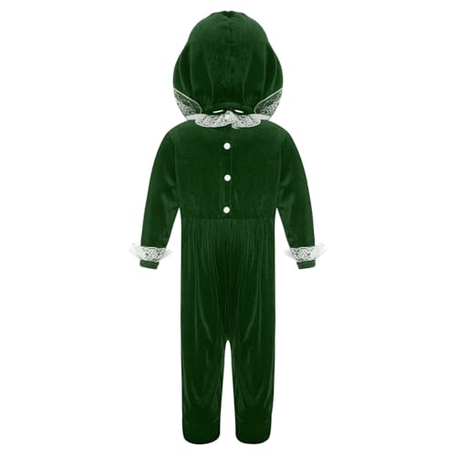 Rswnyirn Baby Mädchen Samt Strampler Einteiler Overall Romper mit Häubchen Hut Neugeborenes Baby Weinhnachtsoutfit Fotoshooting Kostüm Grün 50-56 von Rswnyirn