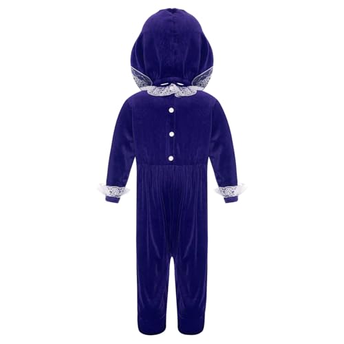 Rswnyirn Baby Mädchen Samt Strampler Einteiler Overall Romper mit Häubchen Hut Neugeborenes Baby Weinhnachtsoutfit Fotoshooting Kostüm Königsblau 50-56 von Rswnyirn