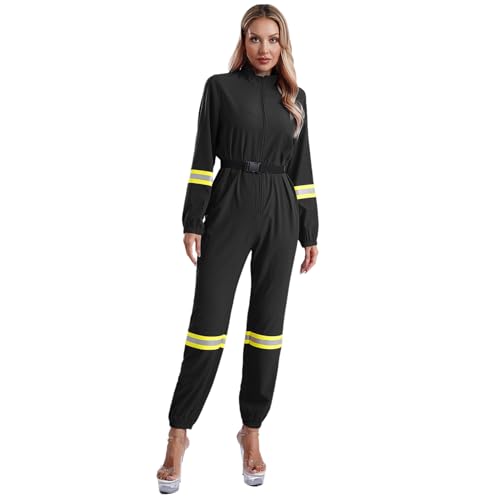 Rswnyirn Damen Feuerwehrfrau Kostüm Uniform Overall Einteiler Jumpsuit Strampler Arbeitsanzug mit Gürtel Halloween Mottoparty Karneval Rollenspiel Kostüm Schwarz M Rswnyirn Damen Feuerwehrfrau Kostüm Uniform Overall Einteiler Jumpsuit Strampler Arbeitsanzug mit Gürtel Halloween Mottoparty Karneval Rollenspiel Kostüm Schwarz M von Rswnyirn