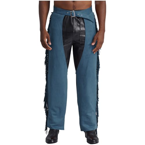 Rswnyirn Herren Cowboy Hose Western Kostüm Cowboy Chaps mit Quasten Verstellbar Pants Vintage Mottoparty Fasching Karneval Kostüm Navy blau XL Rswnyirn Herren Cowboy Hose Western Kostüm Cowboy Chaps mit Quasten Verstellbar Pants Vintage Mottoparty Fasching Karneval Kostüm Navy blau XL von Rswnyirn