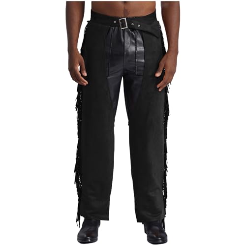 Rswnyirn Herren Cowboy Hose Western Kostüm Cowboy Chaps mit Quasten Verstellbar Pants Vintage Mottoparty Fasching Karneval Kostüm Schwarz 3XL Rswnyirn Herren Cowboy Hose Western Kostüm Cowboy Chaps mit Quasten Verstellbar Pants Vintage Mottoparty Fasching Karneval Kostüm Schwarz 3XL von Rswnyirn