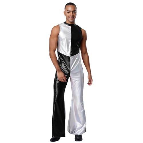 Rswnyirn Herren Glänzend Metallisch Jumpsuit Ärmellos Overall Schlaghose Disco Tanz Outfit Mottoparty Silvester Show Kostüm Schwarz 3XL Rswnyirn Herren Glänzend Metallisch Jumpsuit Ärmellos Overall Schlaghose Disco Tanz Outfit Mottoparty Silvester Show Kostüm Schwarz 3XL von Rswnyirn