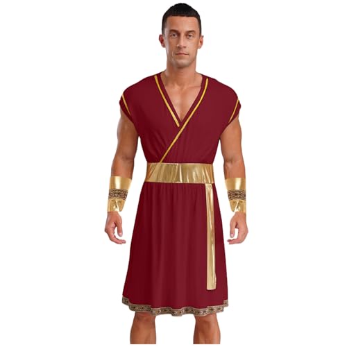 Rswnyirn Herren Römische Toga Kostüm Griechischer Gott Rollenspiel Robe Mantel mit Ärmelstulpen Fasching Karneval Kostüm Burgundy L Rswnyirn Herren Römische Toga Kostüm Griechischer Gott Rollenspiel Robe Mantel mit Ärmelstulpen Fasching Karneval Kostüm Burgundy L von Rswnyirn
