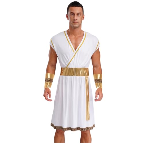 Rswnyirn Herren Römische Toga Kostüm Griechischer Gott Rollenspiel Robe Mantel mit Ärmelstulpen Fasching Karneval Kostüm Weiß M Rswnyirn Herren Römische Toga Kostüm Griechischer Gott Rollenspiel Robe Mantel mit Ärmelstulpen Fasching Karneval Kostüm Weiß M von Rswnyirn