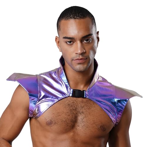 Rswnyirn Herren Schulter Rüstung Glänzend Oberteil Crop Tops Schulter Harness Geschirr mit Schnalle Steampunk Kostüm Zubehör Fas Blau XL Rswnyirn Herren Schulter Rüstung Glänzend Oberteil Crop Tops Schulter Harness Geschirr mit Schnalle Steampunk Kostüm Zubehör Fas Blau XL von Rswnyirn