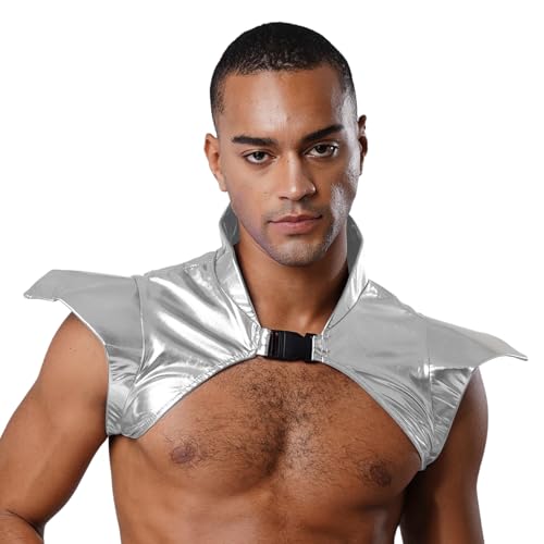Rswnyirn Herren Schulter Rüstung Glänzend Oberteil Crop Tops Schulter Harness Geschirr mit Schnalle Steampunk Kostüm Zubehör Fas Silber M Rswnyirn Herren Schulter Rüstung Glänzend Oberteil Crop Tops Schulter Harness Geschirr mit Schnalle Steampunk Kostüm Zubehör Fas Silber M von Rswnyirn