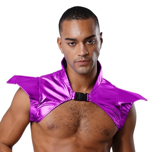 Rswnyirn Herren Schulter Rüstung Glänzend Oberteil Crop Tops Schulter Harness Geschirr mit Schnalle Steampunk Kostüm Zubehör Fas Violett XXL Rswnyirn Herren Schulter Rüstung Glänzend Oberteil Crop Tops Schulter Harness Geschirr mit Schnalle Steampunk Kostüm Zubehör Fas Violett XXL von Rswnyirn