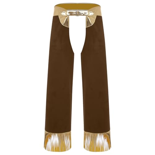Rswnyirn Herren Western Cowboy Kostüm Cowboyhose Chaps Pants mit Verstellbaren Taillen Fasching Karneval Rollenspiel Kostüm Braun S Rswnyirn Herren Western Cowboy Kostüm Cowboyhose Chaps Pants mit Verstellbaren Taillen Fasching Karneval Rollenspiel Kostüm Braun S von Rswnyirn