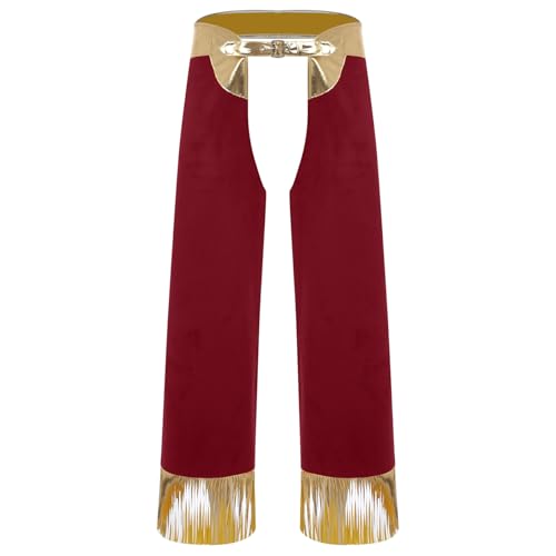 Rswnyirn Herren Western Cowboy Kostüm Cowboyhose Chaps Pants mit Verstellbaren Taillen Fasching Karneval Rollenspiel Kostüm Burgund L Rswnyirn Herren Western Cowboy Kostüm Cowboyhose Chaps Pants mit Verstellbaren Taillen Fasching Karneval Rollenspiel Kostüm Burgund L von Rswnyirn
